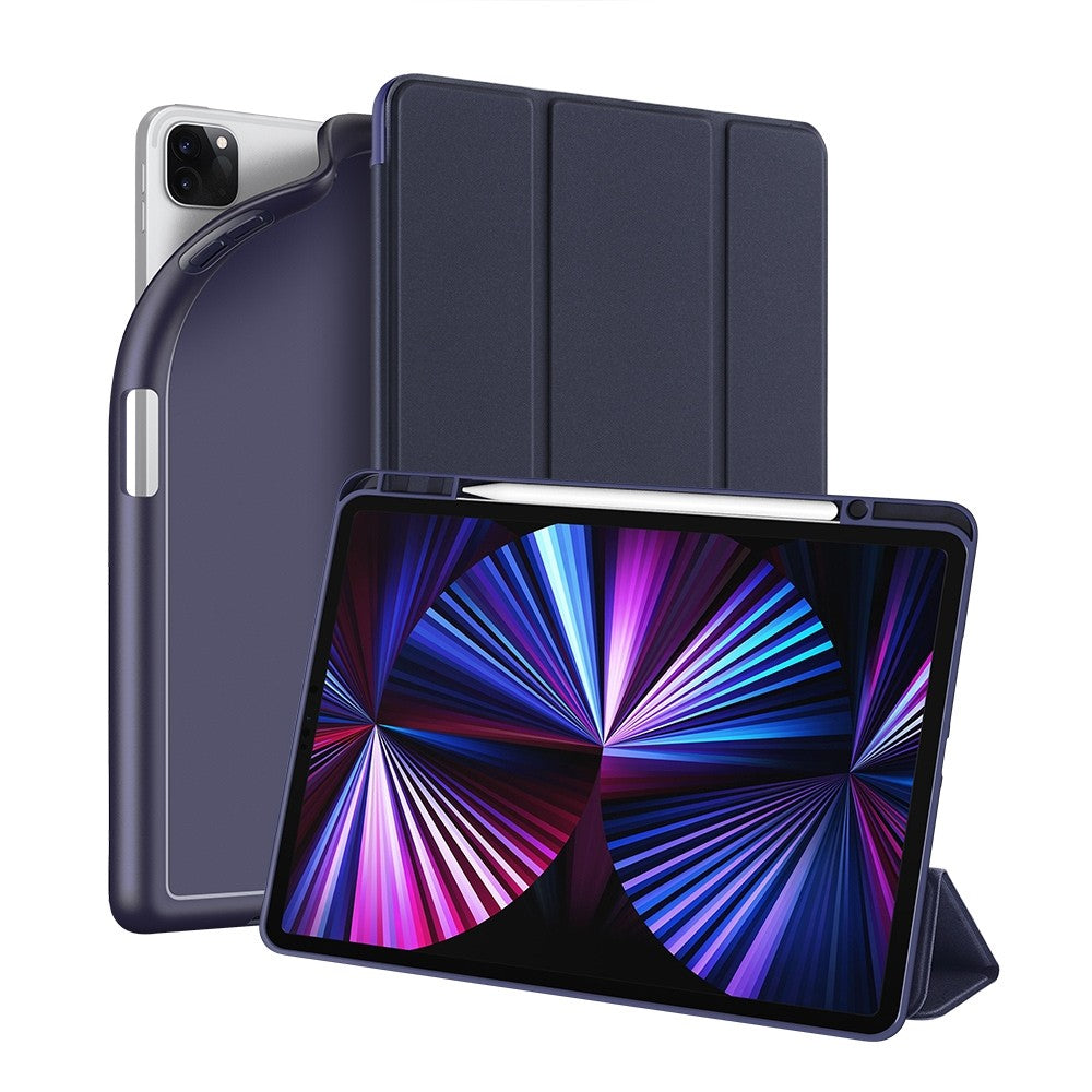 Leather Horizontal Tablet Case for iPad Pro 12.9 2022-2020, with Stand & Sleep/Wake, Blue
