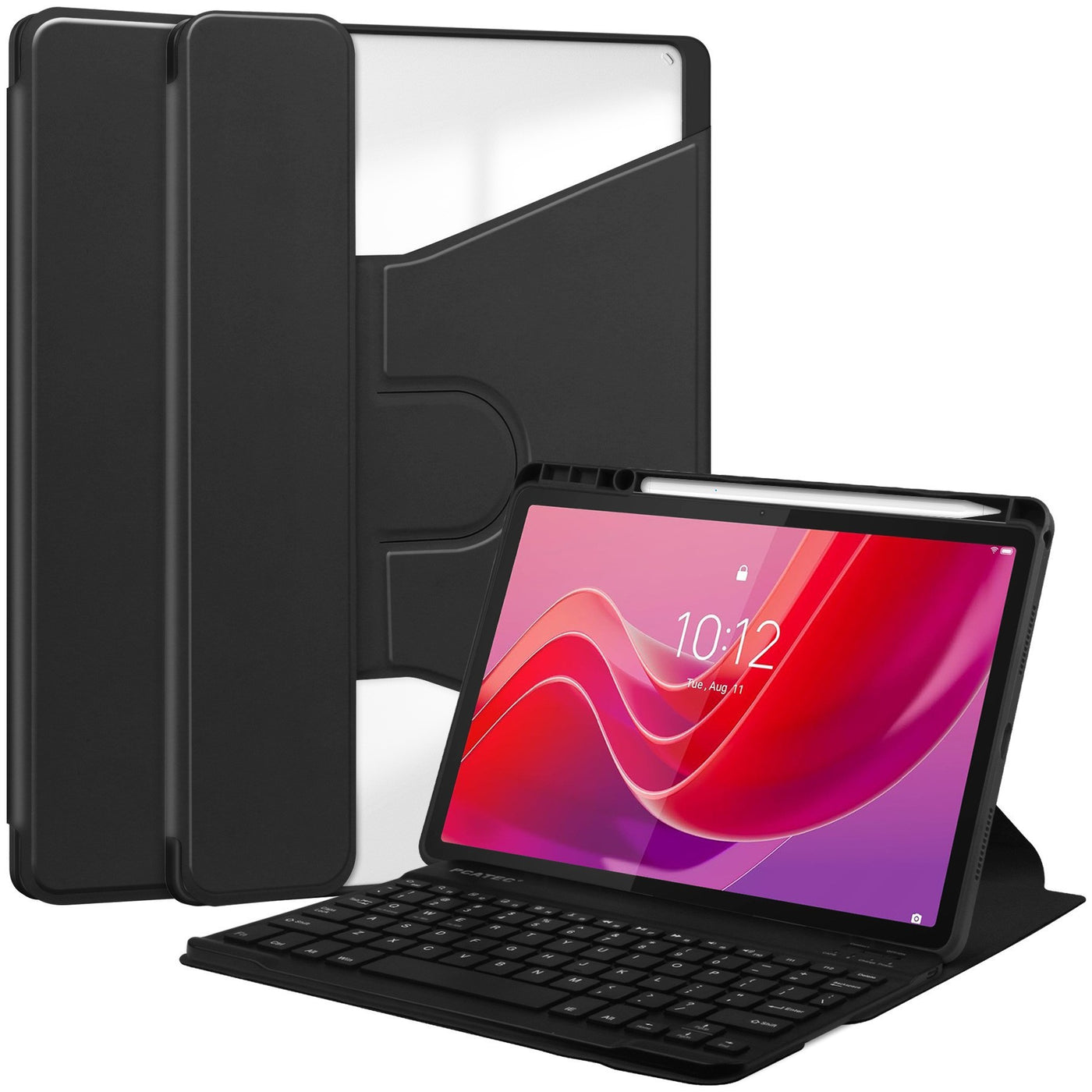 360 Degree Rotating Keyboard with Leather Cover for Lenovo Xiaoxin Pad 2024 11", Black