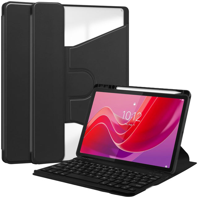 360 Degree Rotating Keyboard with Leather Cover for Lenovo Xiaoxin Pad 2024 11", Black