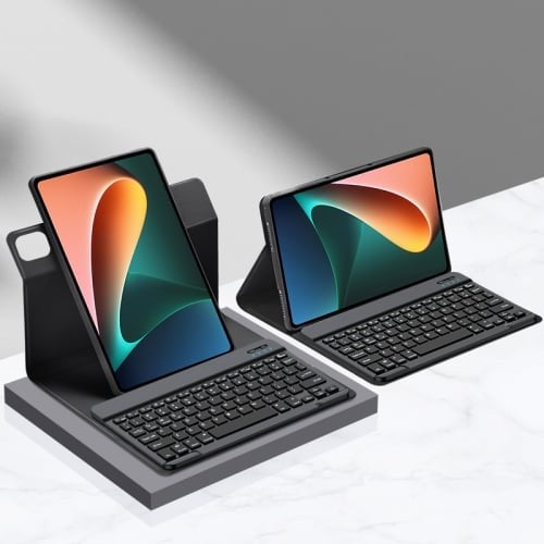360 Degree Rotating Keyboard Case for Xiaomi Pad 5 / Pad 5 Pro 11 Inch - Black Leather Cover