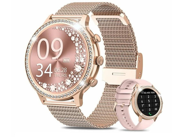 Smartwatch for Women, Rose Gold, Bluetooth 5.1, Heart Rate & Sleep Monitor, 20 Sports Modes