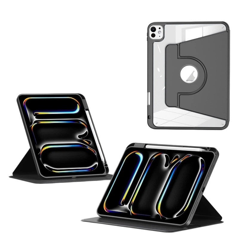 Case for iPad Pro 13 2024, Magnetic Split Leather Back, Pen Slot, Black