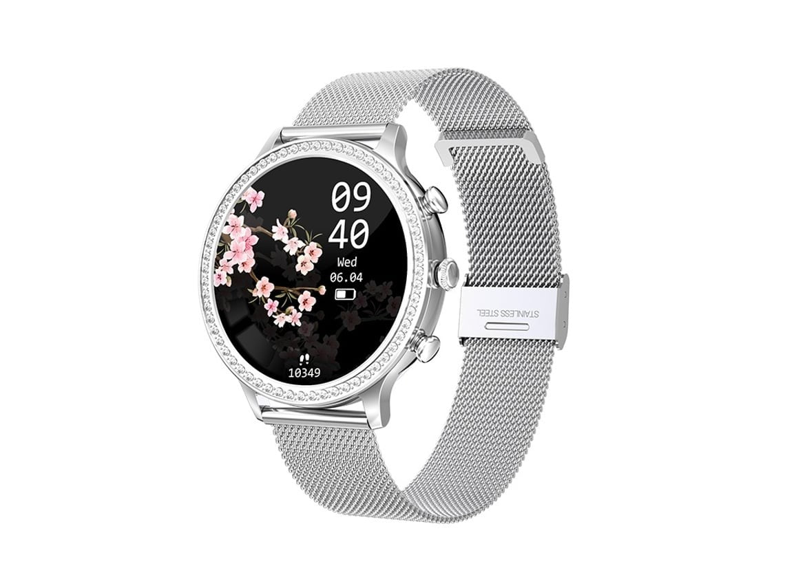 Smart Watch 1.32" Bluetooth, Heart Rate & Fitness Tracker, Silver Steel, Women's
