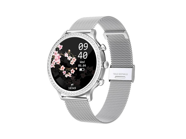Smart Watch 1.32" Bluetooth, Heart Rate & Fitness Tracker, Silver Steel, Women's