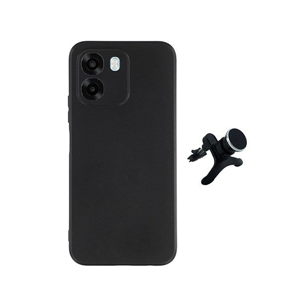 Magnetic Leg Mount Kit with Silicone Case for Oppo A6, Black