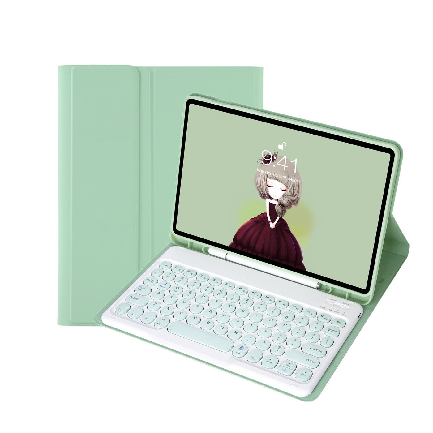 Bluetooth Keyboard Case for Samsung Galaxy Tab S9 11", Round Keys