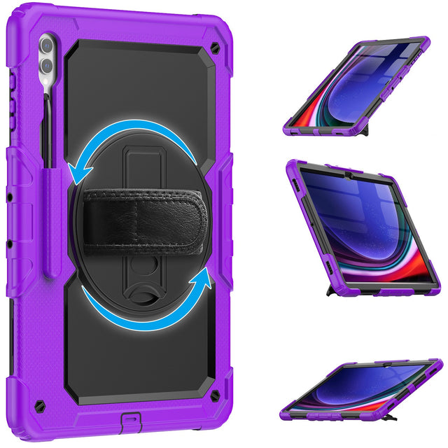 Samsung Galaxy Tab S10 Plus/S9 Plus 12.4" Case, Triple-Layer Silicone, Swivel Stand