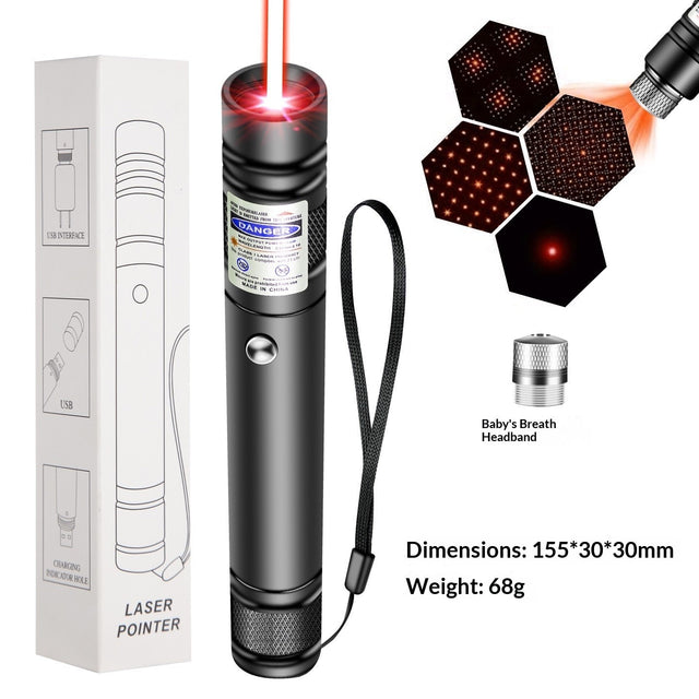 High-Power Laser Pointer Pen, USB Rechargeable, Long Range, 2 Pack
