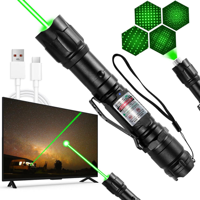 Rechargeable USB Laser Pointer, High Power Light, Long Range, for Presentations & Outdoor