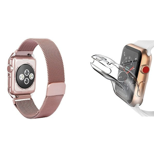 Milanese Loop Band Kit with Magnetic Closure, 360° Protection for Apple Watch Series 11 46mm