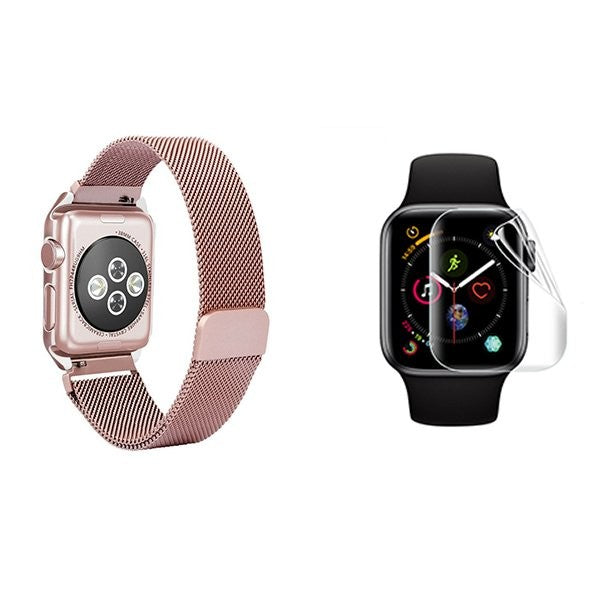 Milanese Loop Band Kit with Magnetic Closure & Screen Protector for Apple Watch Series 11 46mm