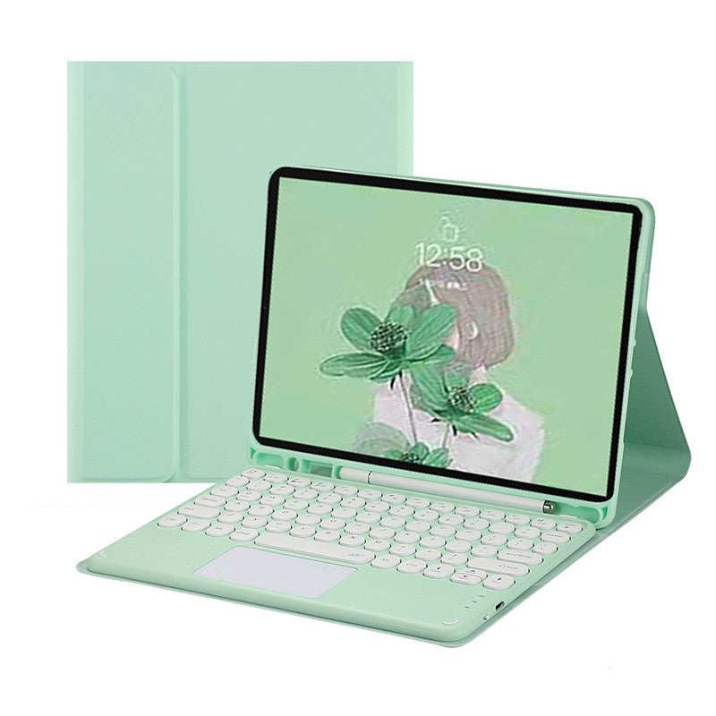 Bluetooth Keyboard Case for Samsung Galaxy Tab S10 Plus 12.4", Round Keys, Green