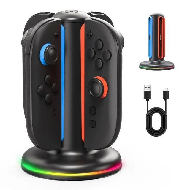 Magnetic Charger Compatible with Nintendo Switch 2 - 9 RGB Modes, Charges 4 Joy-Cons