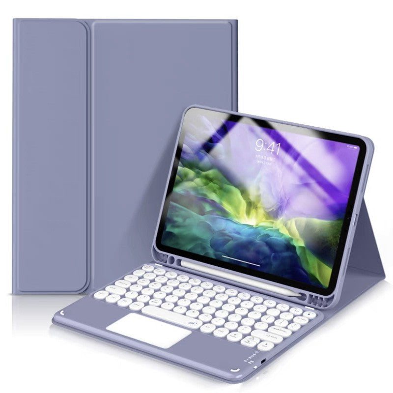 Bluetooth Keyboard Case for Samsung Galaxy Tab S10 Plus 12.4", Purple, Round Keys