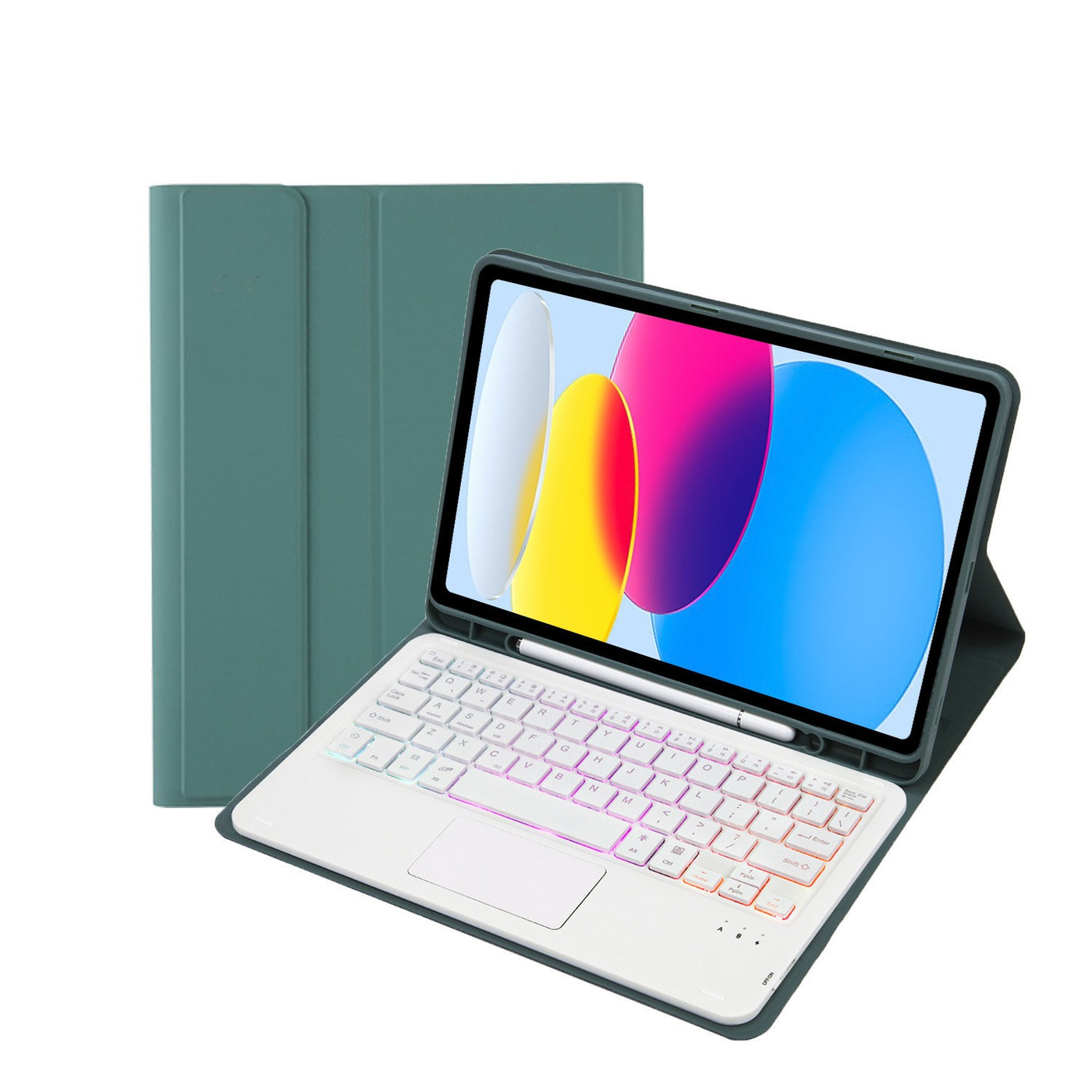 Keyboard Case for Samsung Galaxy Tab A9 8.7" X110/X115, Touchpad, RGB Backlight, Dark Green