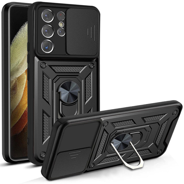 Magnetic Slide Window Case for Samsung Galaxy S26 Ultra, Black, Shockproof