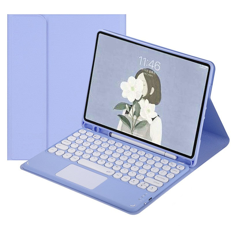 Bluetooth Keyboard Case for Samsung Galaxy Tab A9 8.7", Light Purple, Round Keys