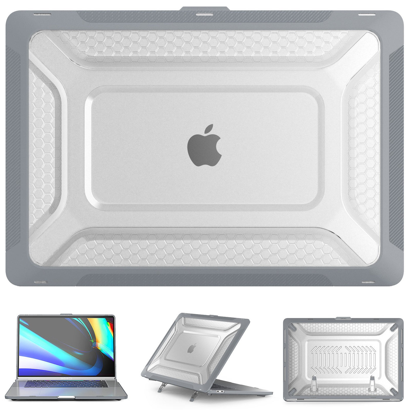 Drop-Proof Case with Heat Dissipation Stand for MacBook Pro 16" 2021/2023, Grey