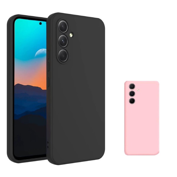Silicone Case Set for Samsung Galaxy A55 5G, Pink, 2-Pack Protective Cover