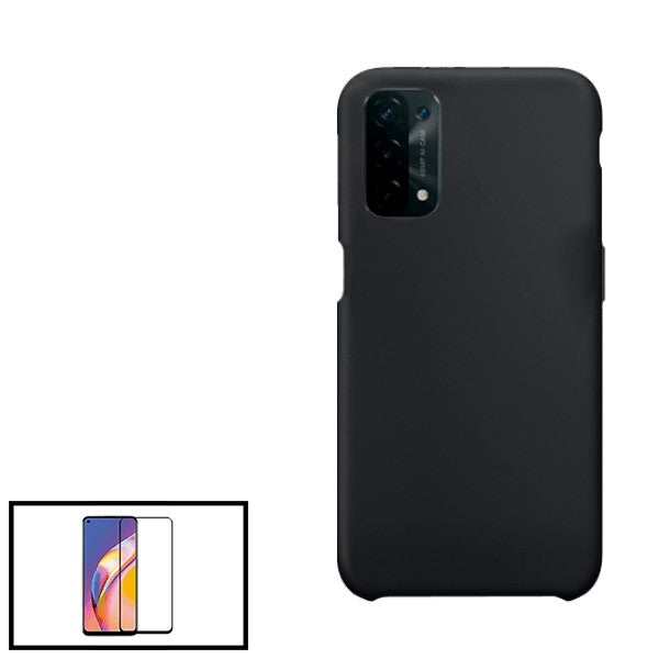 Tempered Glass Screen Protector Kit + Silicone Back Cover for Oppo A55 5G, 9H