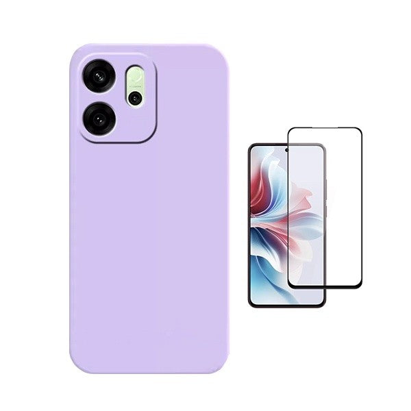 Tempered Glass Screen Protector Kit with Silicone Case for Oppo Reno14 FS 5G, Purple