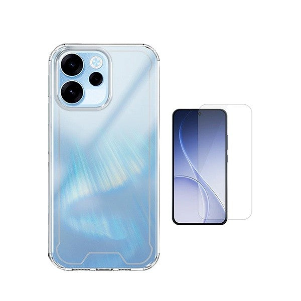 Case Kit with Tempered Glass Screen Protector for Oppo Reno15 Pro, Transparent