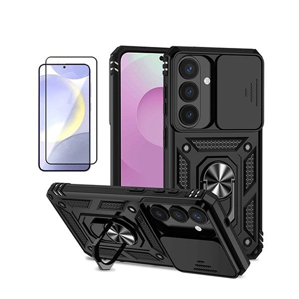 Tempered Glass Screen Protector Kit for Samsung Galaxy S26, Military Grade Magnetic Case, Black