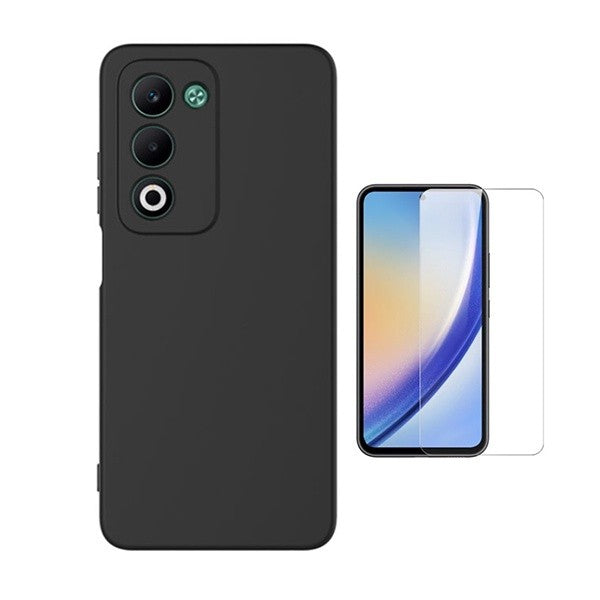 Tempered Glass Kit with Silicone Case for Oppo A5 5G, Black, 9H Shockproof