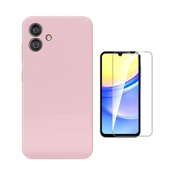 Tempered Glass Kit & Silicone Case for Samsung Galaxy A07, Pink, Shockproof