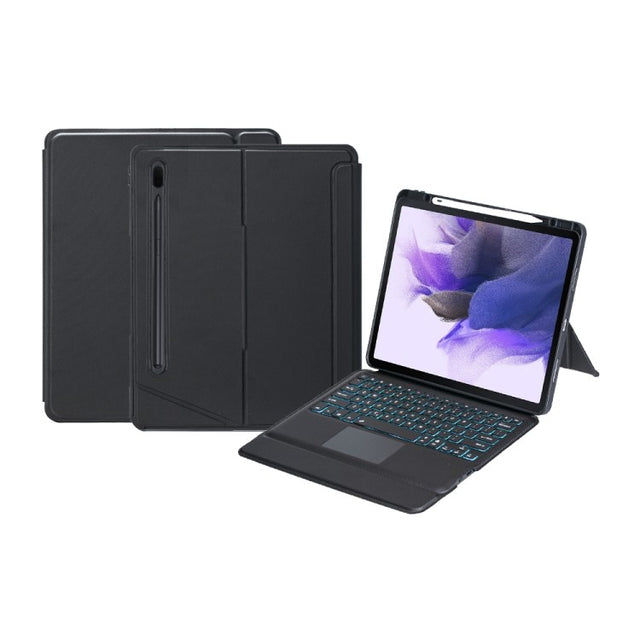 Leather Case for Samsung Galaxy Tab S9+ with Detachable Bluetooth Keyboard & Touchpad