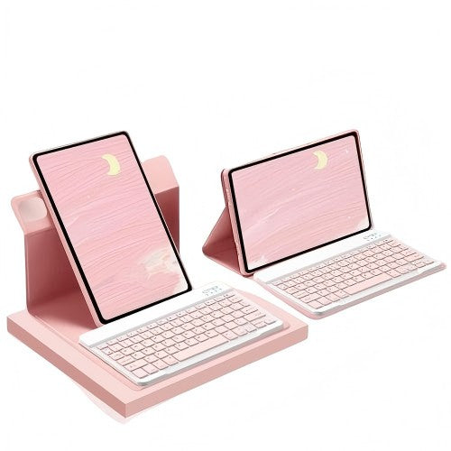 360 Degree Rotating Keyboard Case for Xiaomi Pad 5/Pad 5 Pro 11", Leather, Pink