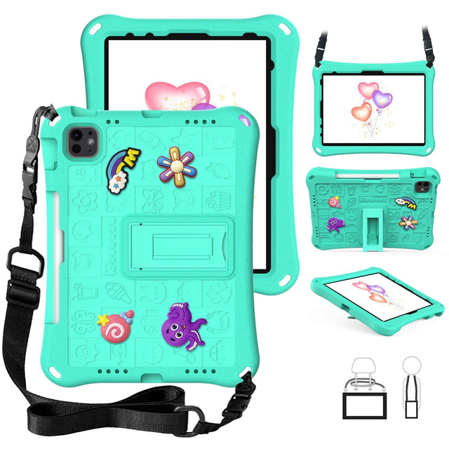Full Body EVA Tablet Case for iPad Air 11 2024, Shockproof with Handle, Mint Green