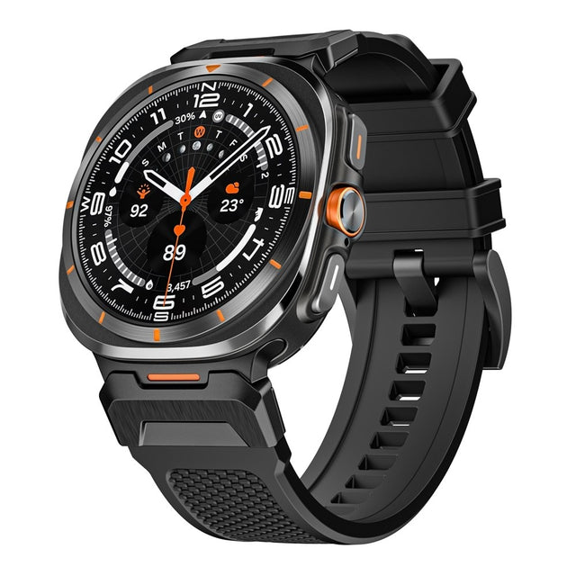 Bracelet Compatible with Samsung Galaxy Watch Ultra 47mm, Black Steel Buckle Rubber Band-Ultra2025