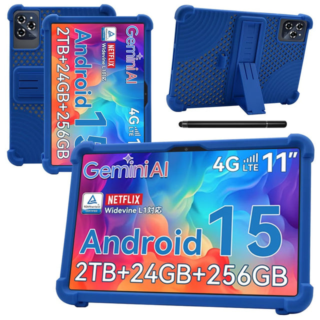 Tablet Case Compatible with Qukenk Android15 11" 2025, Shockproof, Stand, Multi-Angle, Blue