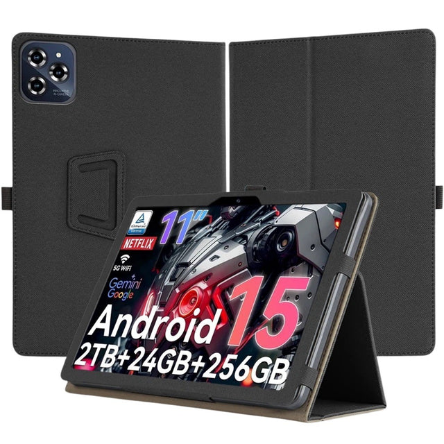 11 Inch Tablet Case for TABURETO 2026, Handheld Grip, Multi-Angle Stand, Black