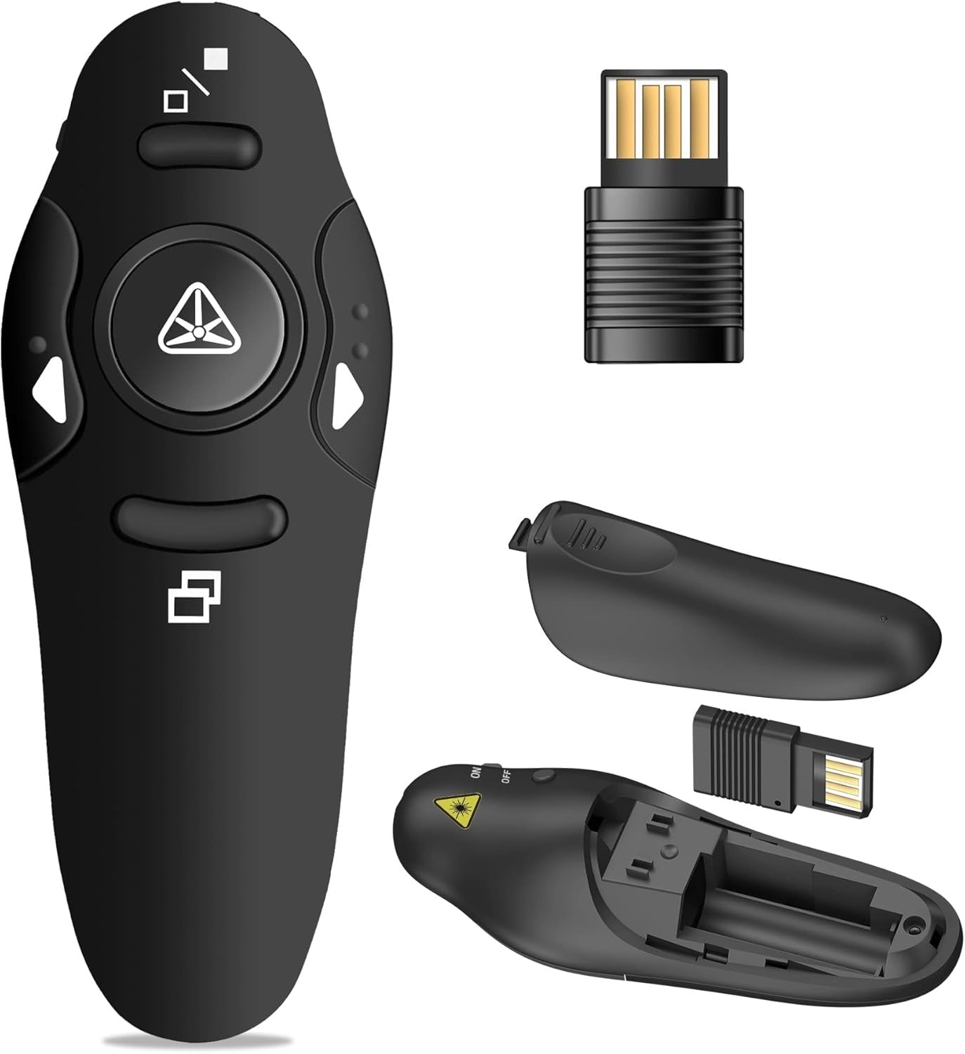 Wireless Presenter Remote Control, USB PPT Clicker, Laser Pointer, RF 2.4GHz