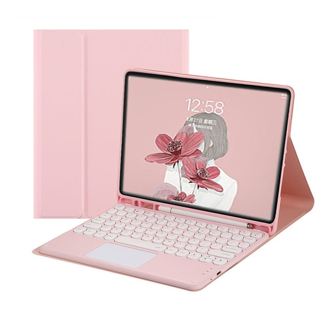 Bluetooth Keyboard Case for Samsung Galaxy Tab A9 8.7", Pink, Round Keys, Detachable Magnetic
