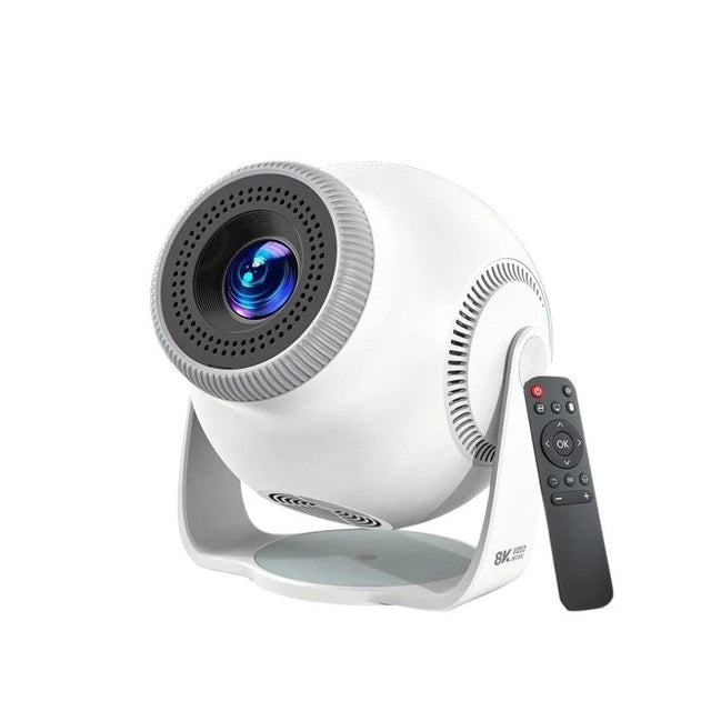 Mini Portable 8K Projector, 1080P/4K, WiFi 6, BT 5.4, 270° Rotation, HDMI, USB, White