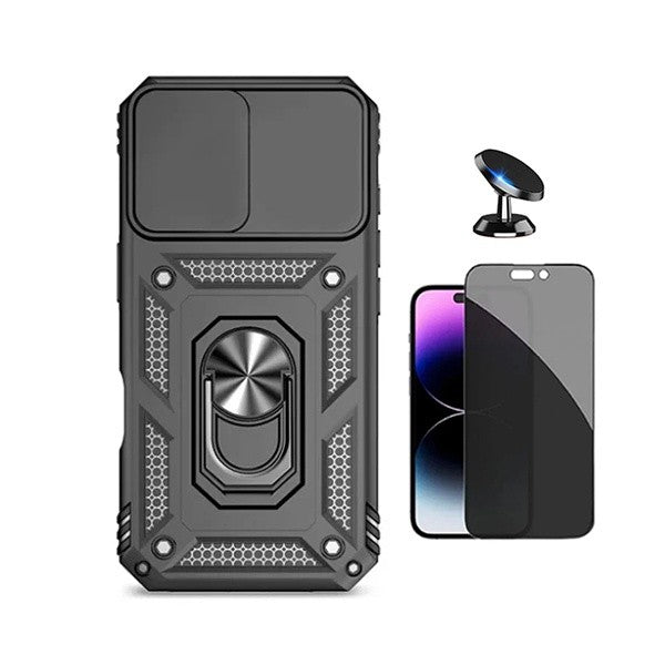 Anti-Spy Film Kit with Magnetic Case & Stand for iPhone 17 Pro Max, Black