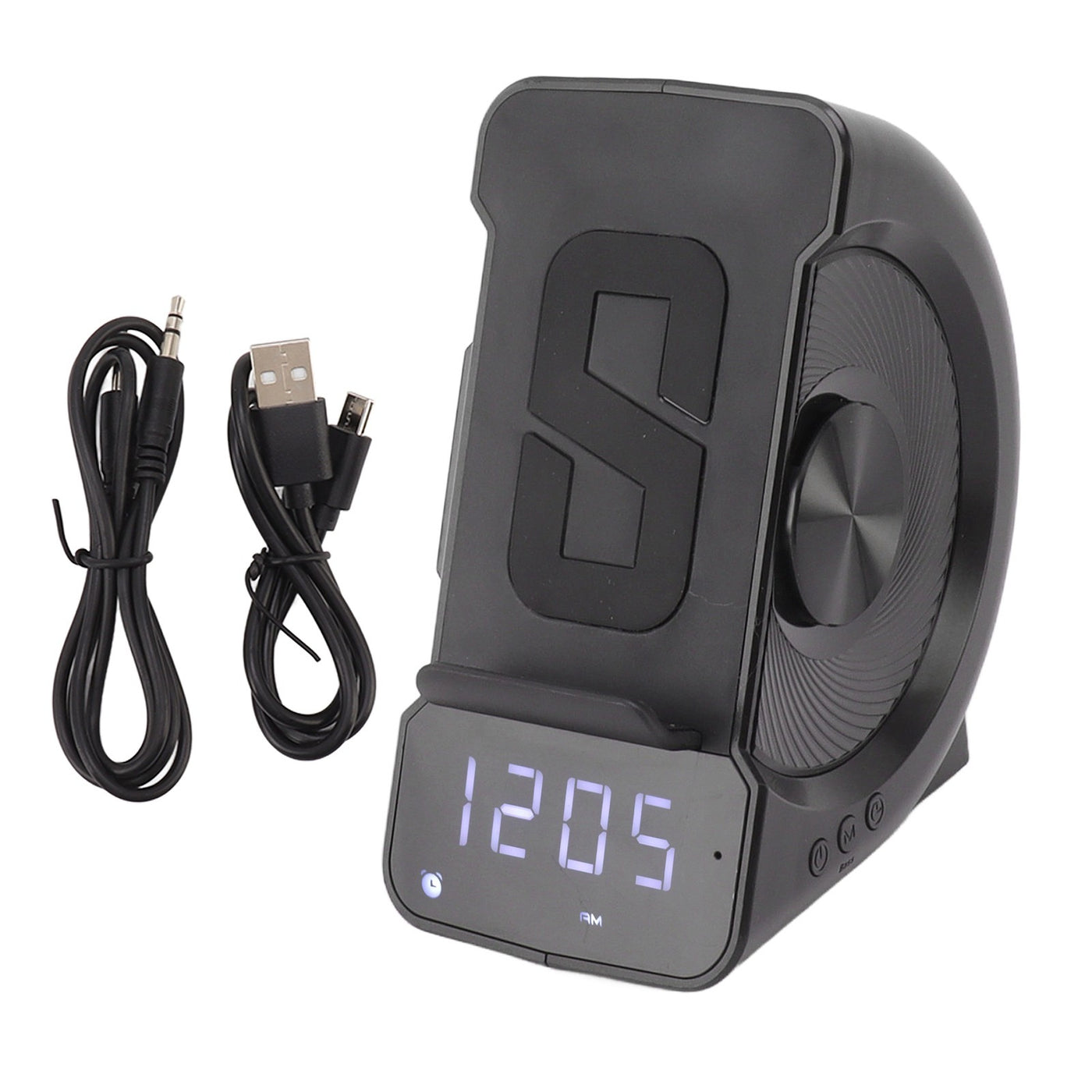 3-in-1 Bluetooth Speaker Alarm Clock, Wireless Charging, 10W, PC ABS, Black for Bedside