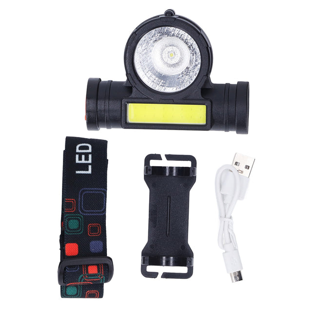 Rechargeable LED Headlamp, Dual COB Light, for Camping, Fishing & Outdoor