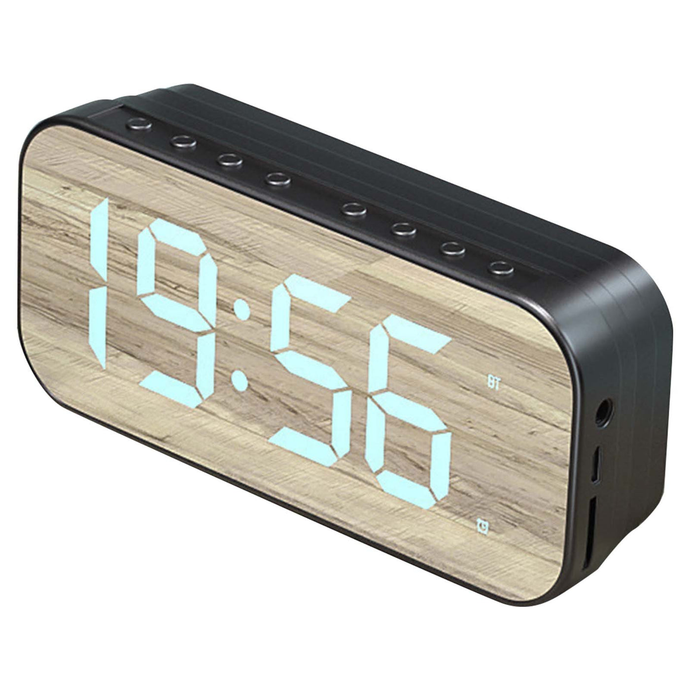 Bluetooth Speaker Alarm Clock with Mirror Display, Digital, for Bedroom Office, Black