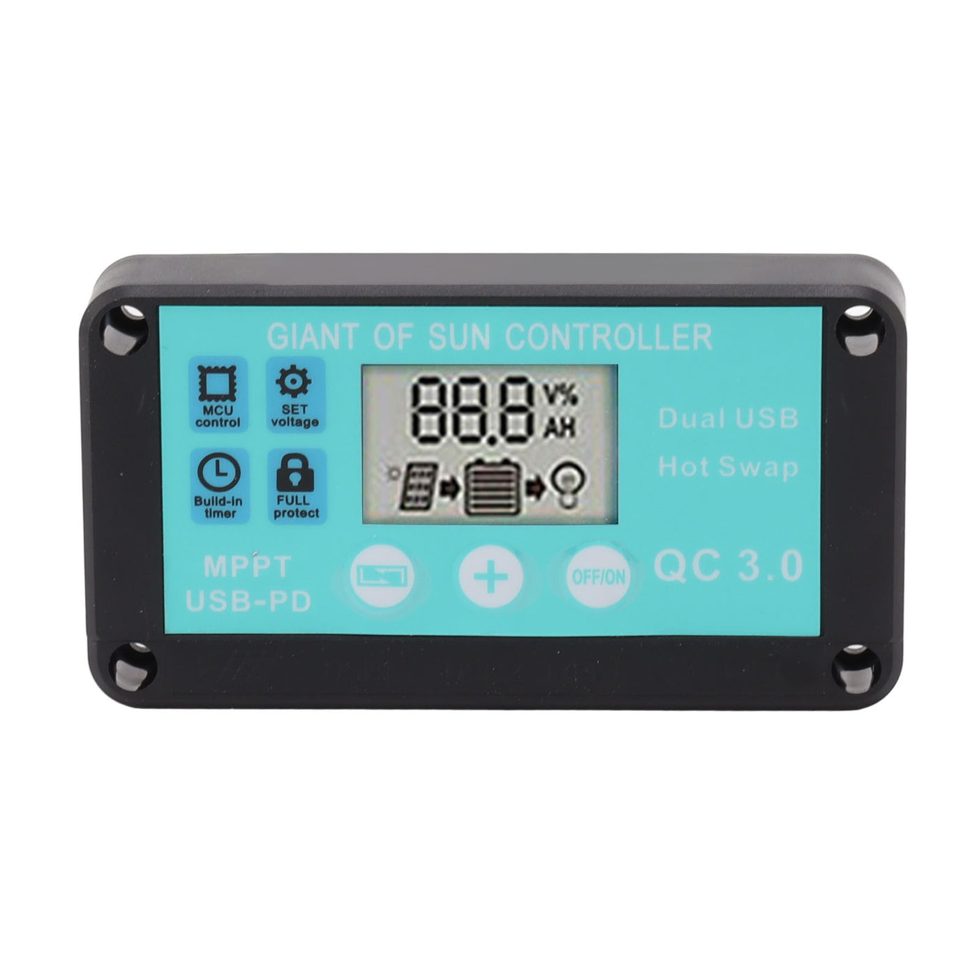 Solar Charge Controller 50A, Dual USB Output, 12V/24V, Fast Charging, Solar Panel Regulator for Home