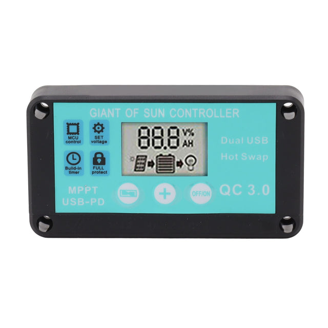 Solar Charge Controller 50A, Dual USB Output, 12V/24V, Fast Charging, Solar Panel Regulator for Home