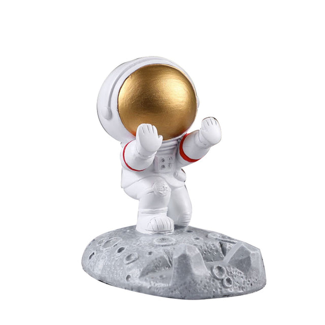 Gold Astronaut Phone Holder, Resin Desktop Cell Phone Stand, Cute Cartoon Decor for Home Office Car