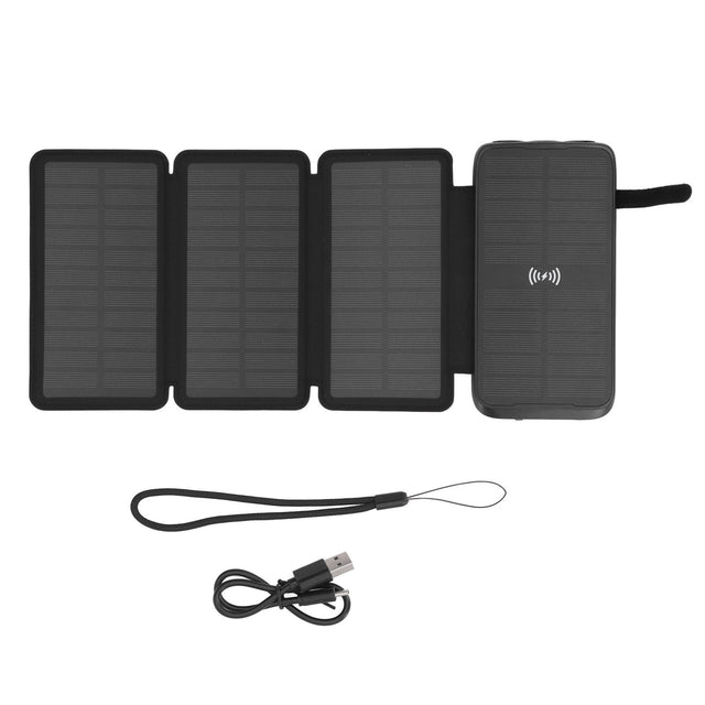 Solar Power Bank 5W Wireless Charger, Waterproof LED, USB Cable for Outdoor