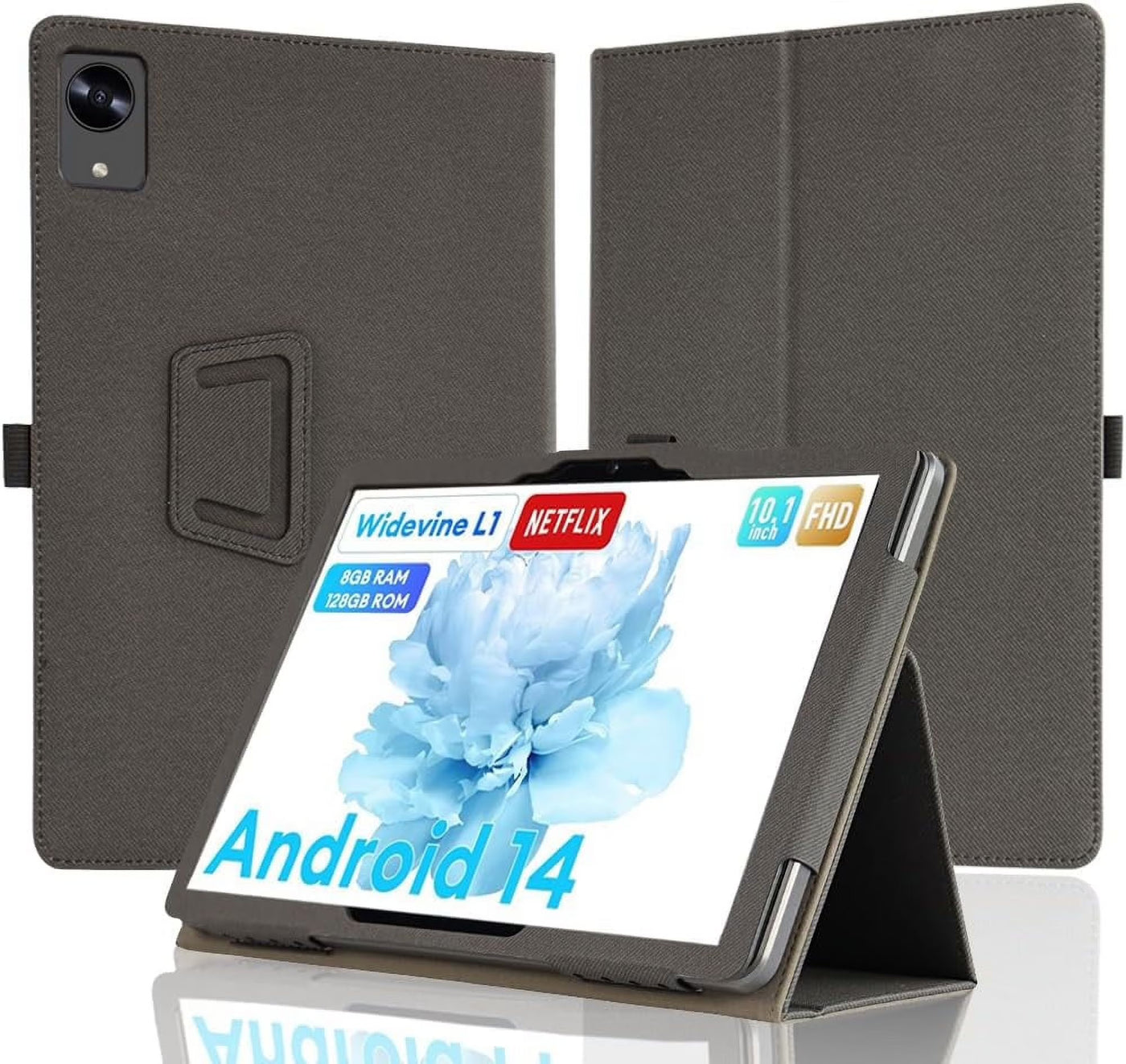 Case for Headwolf WPad5 10.1" Tablet, PU Leather, Hand Strap, Stand, Shockproof