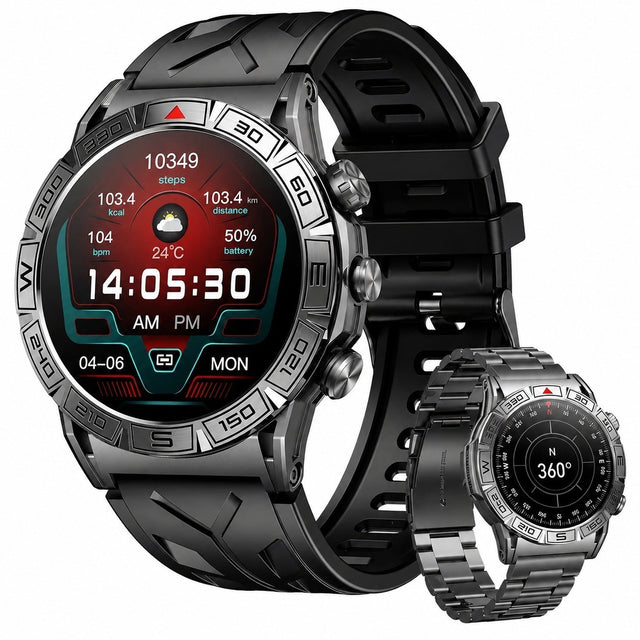 Smartwatch for Men, Android iPhone, 1.43" Touchscreen, Heart Rate, Blood Pressure, Pedometer