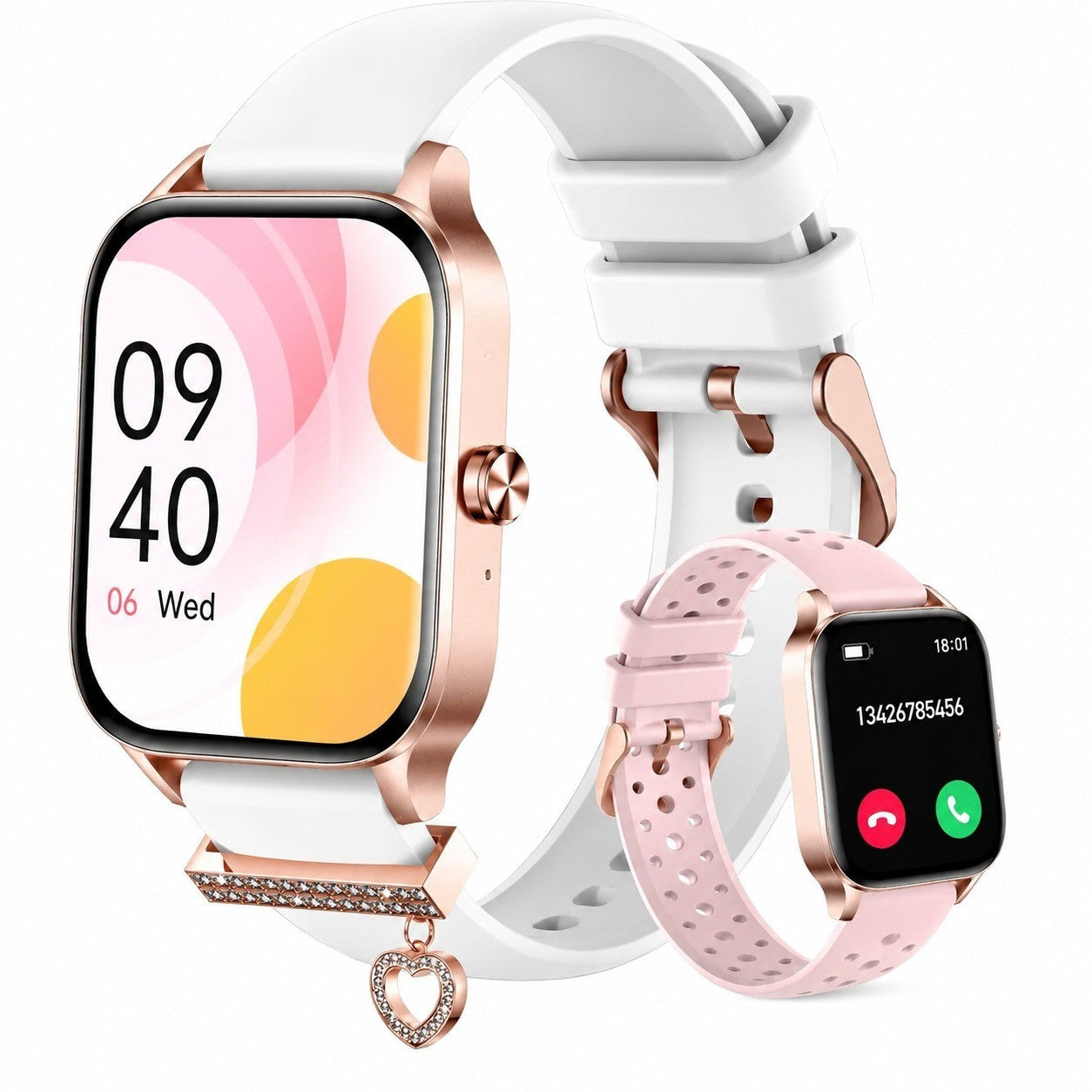 Women's Smartwatch with Bluetooth Calling, 1.85" HD, Sports Watch with Pedometer, 100+ Sports Modes, Rose Gold