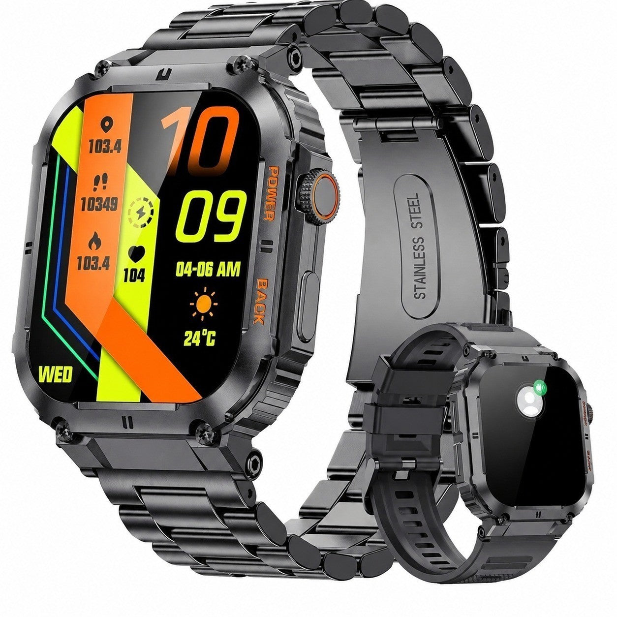 Military Smartwatch 1.96" HD, Bluetooth Calling, IP67 Waterproof, Fitness Tracker